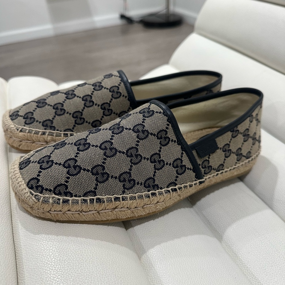 Gucci Canvas espadrilles with blue logo fits US8 EU41